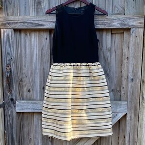 J. Crew Black and Gold Striped Dress Size 6